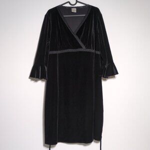 Motherhood Black Velvet Dress Large Maternity Lace V Neck Evening Adjustable